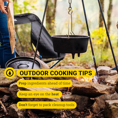 Lodge Pre-Seasoned Yellowstone Stamped Cast Iron Cookware - Use in the Oven, on the Stove, on the Grill, or Over a Campfire - Power Y 8 Quart Dutch Oven
