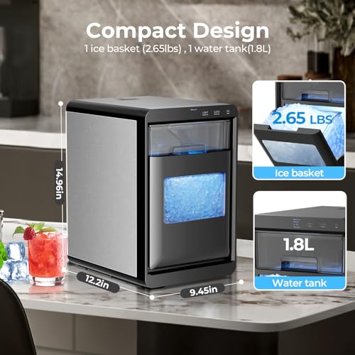 Antarctic Star Nugget Ice Maker Countertop 44Lb/Day LED Display Machine