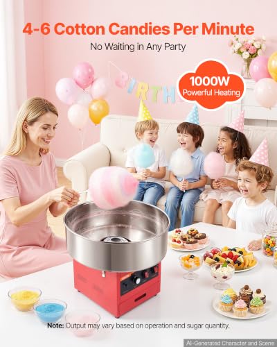 VEVOR Commercial Cotton Candy Machine, 1000W Electric Candy Floss Maker