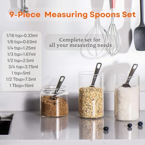 YUNNKEEY 14PCS Measuring Spoons Set, 1 tbsp, 1/2 tbsp, and 1-1/16tsp Stainless Steel Measuring Spoons for Cooking Baking Spice Jars and Liquid Ingredients