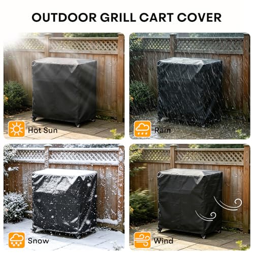 evixor Grill Cart with Foldable Sink, Outdoor Storage Cabinet, Outdoor Grill Cart with Wheels, Kitchen Island with Folding Trash Can for Barbecue, Backyard, Garden & Outdoor Kitchen