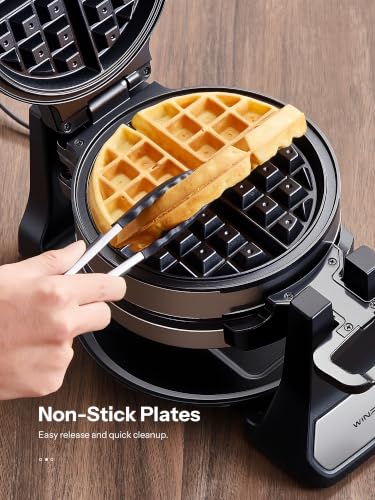Winpper Double Belgian Waffle Maker, 1400W Rotating Flip Waffle Iron