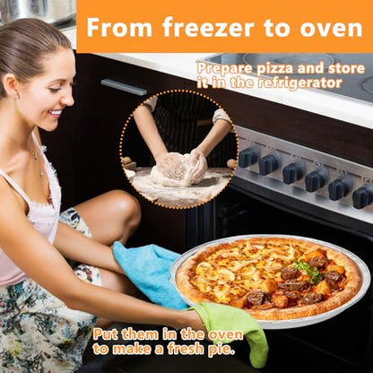 10 Pcs Disposable Pizza Pans - 12 Inch Round Pizza Pan - Aluminum Foil Bakeware Trays, Oven Safe Bulk Set for Kitchen, Restaurant & Home Holiday Activities Accessories