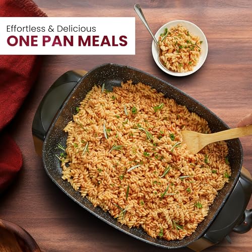 Elite Gourmet EG-6203# Extra Deep 16"x13" (10.5 Qt.) Non-Stick Electric Skillet with Glass Vented Lid & Pour Spout | Dishwasher Safe, Long-Lasting Non-Stick, 200-400°F | Serves 6-8, Black