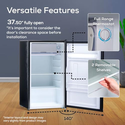 Igloo 3.2 Cu.Ft. Mini Fridge with Freezer - Single Door Compact Refrigerator with Glass Shelves for Homes, Dorms & Offices- Keep Snacks, Drinks & Frozen Foods Cool with Temperature Control Mini Fridge
