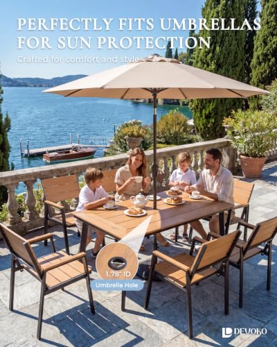 Devoko 7 Pcs Aluminum Patio Dining Sets with HIPS Tabletop
