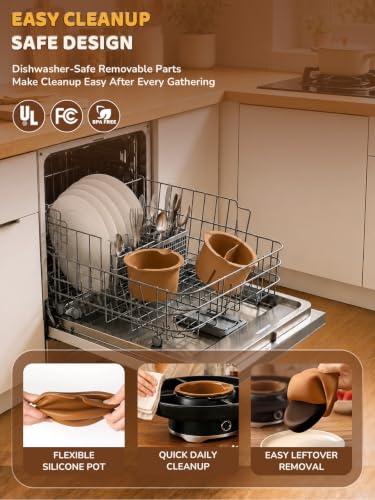 LUSHYUM Electric Chocolate Fondue Pot Set, 4-Cup Chocolate, Rotating Tray