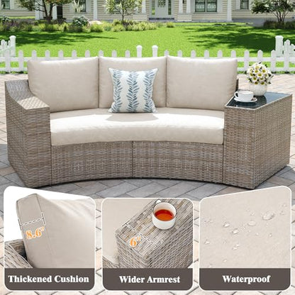 LUXOAK 10-Piece Patio Furniture Set with Storage Tables & Rocking Chairs