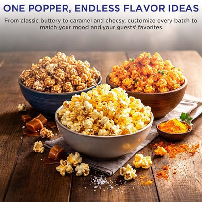 MAGNAVOX HOME, Popcorn Maker Machine Movie Theater/Cinema Style Popper with 2-Sided Serving Scoop. 2.5 Ounce, Red