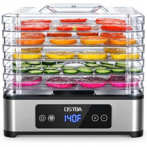 OSTBA Food Dehydrator, 5 Stainless Steel Trays, 160°F Temp Control, 400W