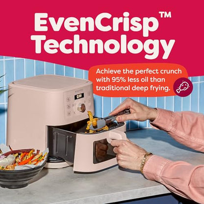 Instant Pot 4Qt VORTEX 6-in-1 Mini Air Fryer, Custom Program Options, Air Fry, Broil, Roast, Dehydrate, Bake, Reheat, Rosewater, 4 Quarts