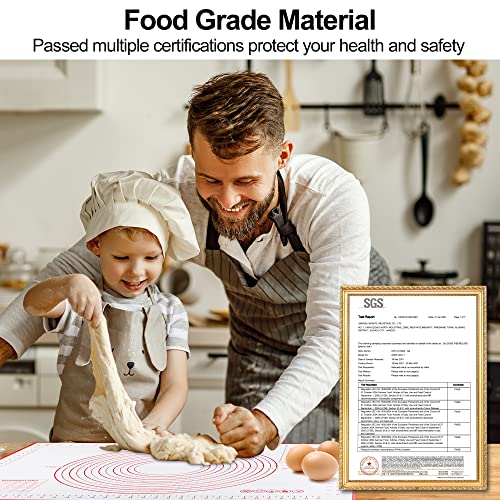 HOOMIL Silicone Baking Mat, Non-Stick, Non-Slip, Extra Large Pastry Mat for Rolling Dough, Bread Pie Crust Pizza Cookies Fondant Making, with Measurements - 24"x16"