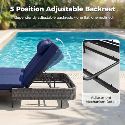 NICESOUL 13 Piece Outdoor Sectional w/Fire Pit Table, Luxury Modular Patio Furniture Set w/Chaise Lounge, Plus 29.3'' High-Back Seating Sofa, All-Weather Deck Couch for Poolside, Yard, Grey & Blue