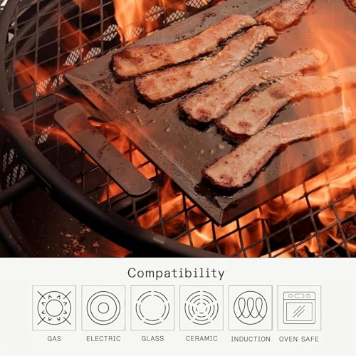 Made In Cookware - Carbon Steel Griddle + Grill Press - Professional Cookware - Crafted in Sweden - Induction Compatible