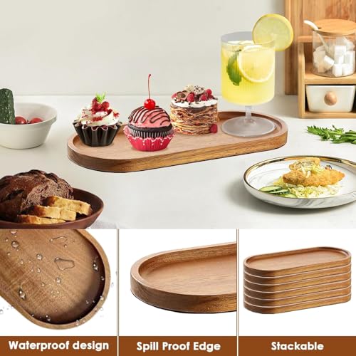 Linwnil 4Pack Wood Serving Trays 11.5x4 Inch Charcuterie Boards Oval Wooden Plates Wood Serving Platter Cheese Dinner Plates Bulk for Dessert Snack Bread Fruit Appetizer Dishes