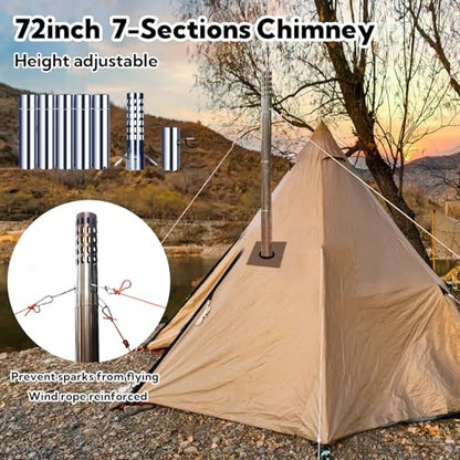 Huskfirm Wood Burning Stove,Tent Stove for Heating,Folding Portable Wood Stove for Tent,Cooking,Courtyard,Camping Stove include Chimney Pipes and Spark Arrestor, Black-LOGO