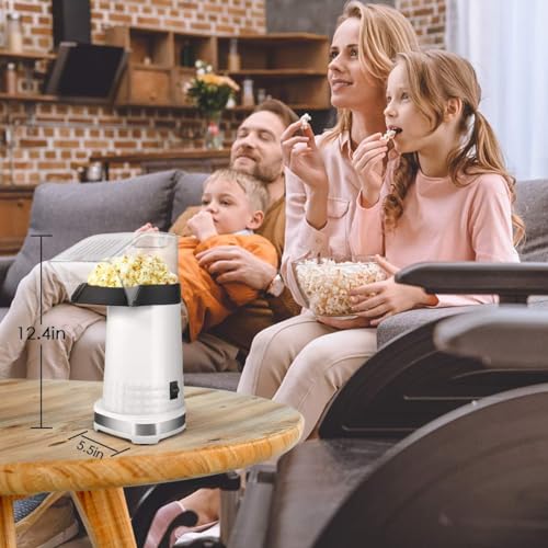 Popcorn Machine Hot Air Popper - 16-Cup Large Capacity Electric Popcorn Maker for Home Movie Night, 1200W Fast Popping Oil-Free Healthy Snack Maker for Kids & Party, White