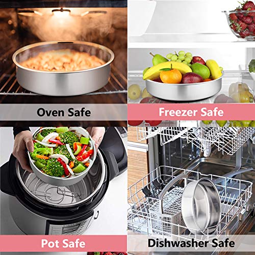 P&P CHEF Cake Pan Set of 3, 4" + 6" + 8" Round Baking Layer Tier Cake Pans Tins, Stainless Steel Bakeware for Birthday Weeding, Heavy Duty & Non Toxic, Mirror Finish & Dishwasher Safe