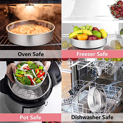 P&P CHEF Cake Pan Set of 3, 4" + 6" + 8" Round Baking Layer Tier Cake Pans Tins, Stainless Steel Bakeware for Birthday Weeding, Heavy Duty & Non Toxic, Mirror Finish & Dishwasher Safe