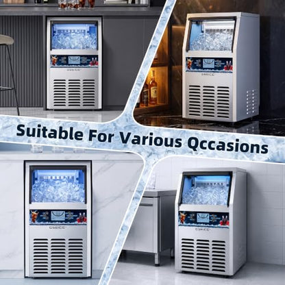 GSEICE Commercial Ice Maker Machine (80lbs/24H with 12lbs Ice Storage)