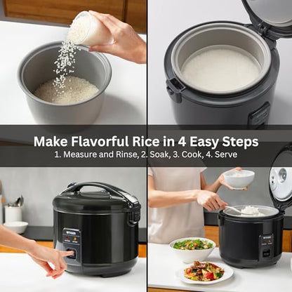Tiger JNP-S10U-KY 5.5 Cup Capacity Rice Cooker with Non-Stick Inner Pot, Retractable Power Cord, and Keep Warm up to 12 hours, Black