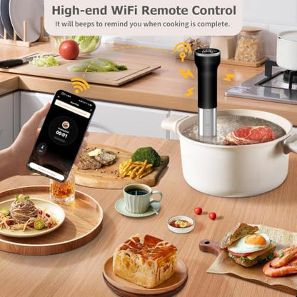 CATTLEMAN Sous Vide Machine WiFi, IPX7 Immersion Circulator, 1000W