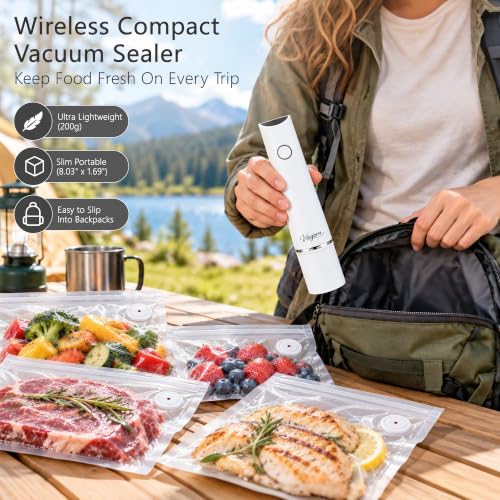 Vieyorn 60kPa Compact Food Vacuum Sealer Kit with 30 Reusable Bags-10S/M/L