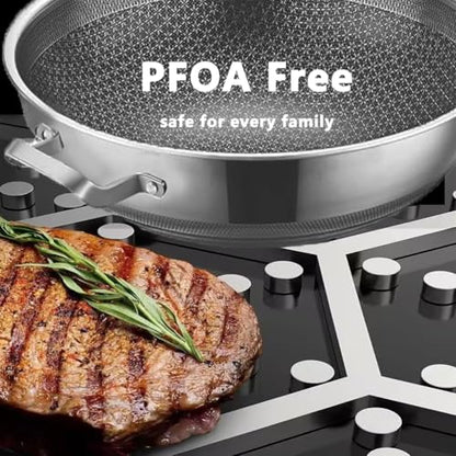 Toutrop 14 Inch Hybrid Stainless Steel Wok with Lid & Steamer Basket,Nonstick Stir Fry Pan, PFOA-Free,Stay-Cool Handle,Works on Induction,Dishwasher & Oven Safe