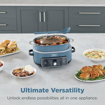 Ninja MC2001 PossibleCooker PRO Plus, 8.5-QT Multicooker, 9 Functions, Slow Cook, Sear, Sauté, Proof, Pasta/Rice, Replace 16 Kitchen Tools, Oven-Safe Ceramic Pot, 1400-Watt, Blue (2026 Release)