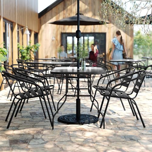 Flash Furniture Glass Dining Table with 4 Chairs, Black, 5-Piece Set