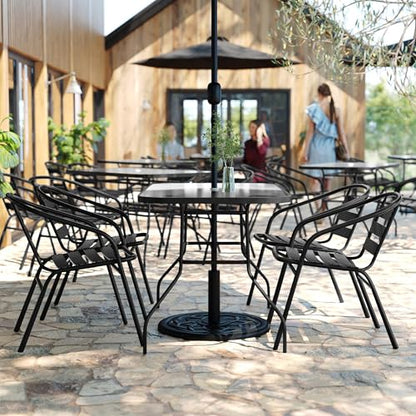 Flash Furniture Glass Dining Table with 4 Chairs, Black, 5-Piece Set