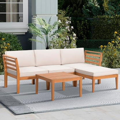 Werph 5-Piece Acacia Wood Patio Sectional Set