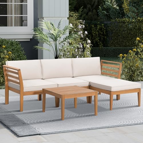 Werph 5-Piece Acacia Wood Patio Sectional Set