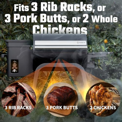 Brisk It Zelos-450 WiFi A.I. Electric Wood Pellet Smoker Grill - Smart Grill With Waterproof Cover– 450 sq.in Cooking Area,7-in-1 Outdoor Grill & Smoker, PID Controller (Up to 500°F), Meat Probe