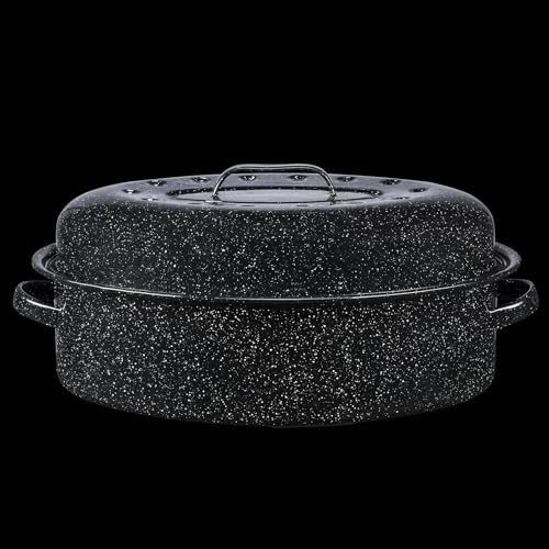 18" Covered Oval Roaster, 15 Pound Capacity, Roasting Pan