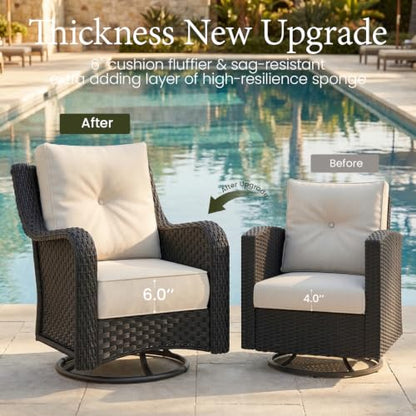 LayinSun 10 Piece Wicker Outdoor Furniture Set with 6-inch Comfy Cushions