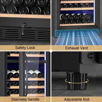 Velivi 24" Inch Dual-Zone Wine Fridge Freestanding/Built-in Wine Cooler