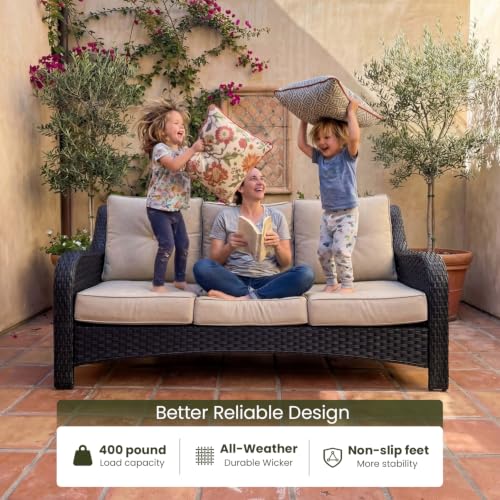 LayinSun 10 Piece Wicker Outdoor Furniture Set with 6-inch Comfy Cushions
