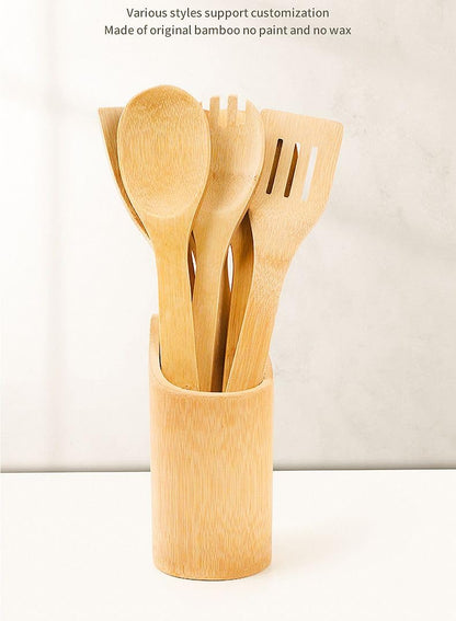 Wooden Spoons for Cooking - Utensils Holder - 7pcs Bamboo Utensil Set - Wooden spoons - Kitchen Utensils - Wooden Cooking Utensils - Wood Cooking Utensils Set - Kitchen Utensils Set Wood - Spatula