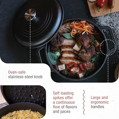 Victoria 4-Quart Cast Iron Dutch Oven with Lid and Dual Loop Handles, Seasoned with Flaxseed Oil, Made in Colombia