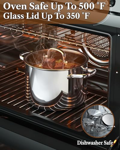 Cook N Home 7-Piece Tri-Ply Clad Stainless Steel Cookware Set, Pots and Pans Kitchen Set with Tempered Glass Lids, Induction-Ready, Dishwasher-Safe, Silver