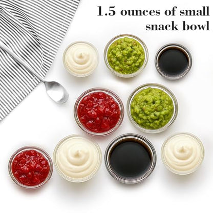 CAOXIAOXUYAO 12-Piece Mini Glass Prep Bowls Set - 4x 1.5 oz, 4x 2.5 oz, 4x 4.5 oz Small Nesting Mixing Bowls for Kitchen, Food Prep, Spices, Sauces & Snacks