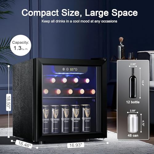 Antarctic Star Wine Cooler Beverage Refrigerator Mini Fridge 1.3 cu.ft