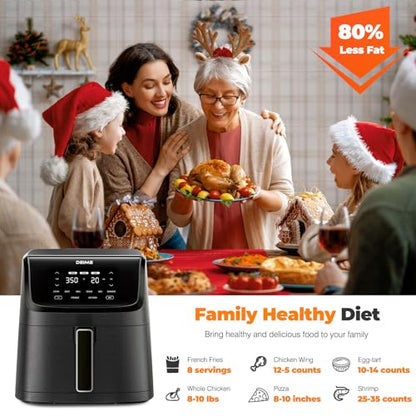 DEIME Air Fryer 7.2 QT 1700W Oilless Oven Healthy Cooker Air Fryers Large Capacity with 8 Presets, LCD Touch Screen, Customerizable Cooking, Non-Stick Basket (Black)