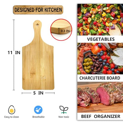 11x5 In Mini Charcuterie Boards,6 Pcs Small Wood Cutting Board Bulk Cutting Board for Crafts with Handle,Laser Engraving Cutting Boards Blank,Unfinished Wood Cutting Boards,Mini Cheese Board as Gift
