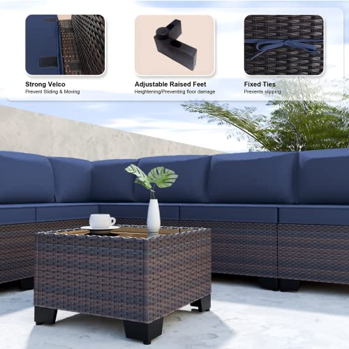 Kullavik 9 Piece Patio Furniture Set, Outdoor Wicker Sectional Sofa