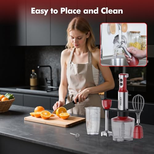 Immersion Blender Handheld 1200W, 20-Speed 5-in-1 Hand mixer