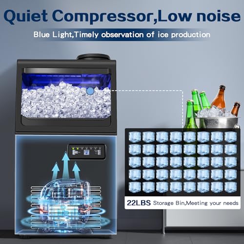 Zomagas 110LBS/24H Commercial Ice Maker Machine Under Counter/Freestanding