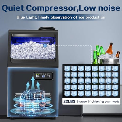 Zomagas 110LBS/24H Commercial Ice Maker Machine Under Counter/Freestanding
