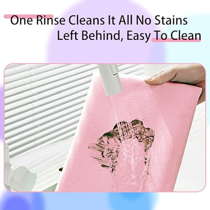 Silicone Baking Mat 32" x 24", Extra Thick Non-stick Pastry Mat with Measurements and Edge Heightening, Food Grade Silicone for Countertop Dough Rolling(With Dough Scraper/Pastry Brush/Cable Tie)